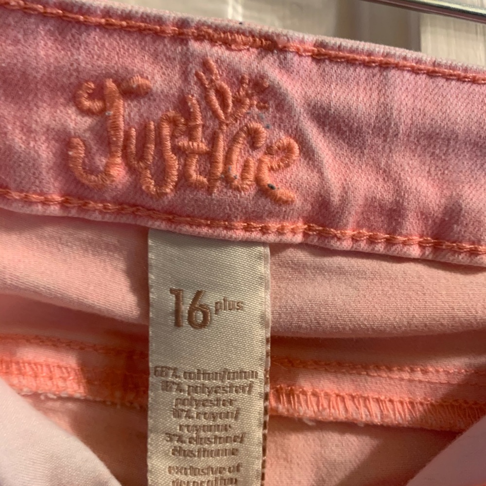 Justice girls peachy pink shorts
